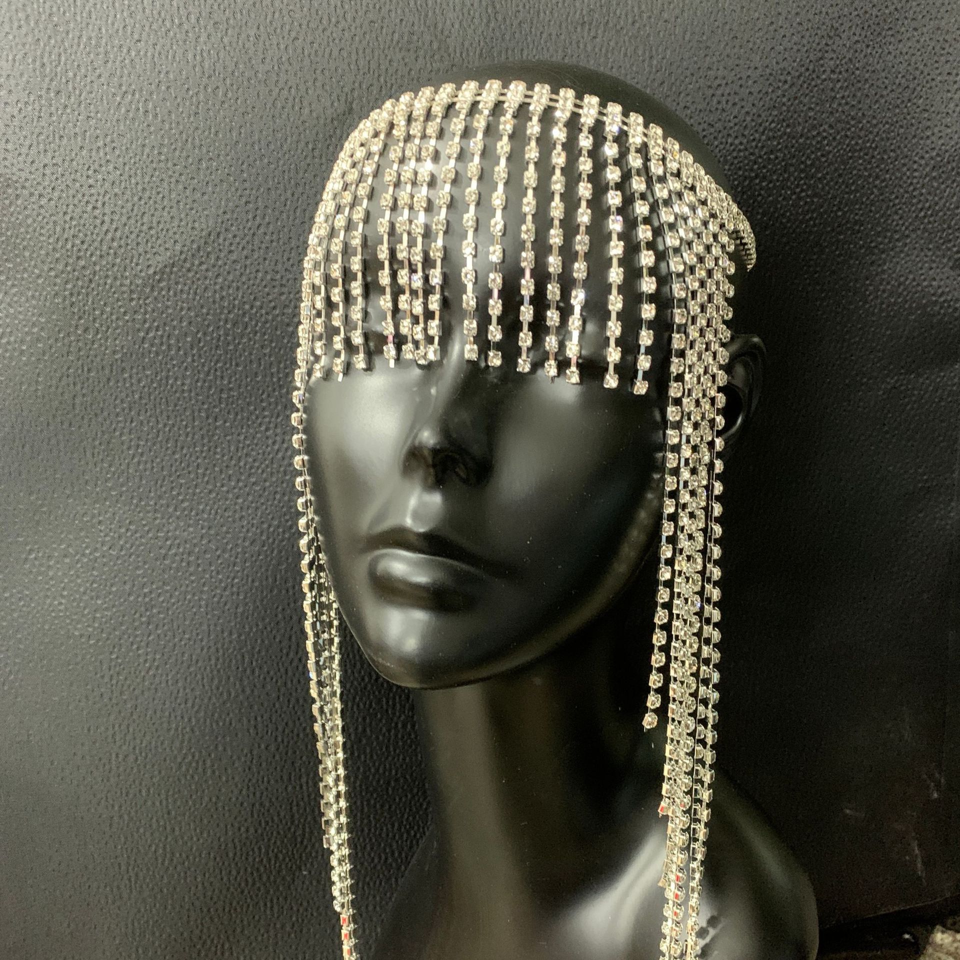 Wedding Hair Accessory Luxury Crystal Rhinestone Head Chain With Fringe Design